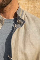 Grey And Beige Reversible Bomber Jacket Made In Italy