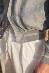 Grey And Beige Reversible Bomber Jacket Made In Italy