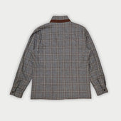 Grey Brown Overcheck Wool Cashmere Chanti Jacket