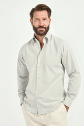 Grey brushed cotton button down shirt - Made In Italy