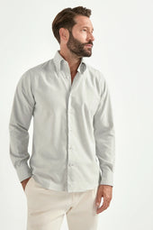 Grey Brushed Cotton Button Down Shirt Made In Italy