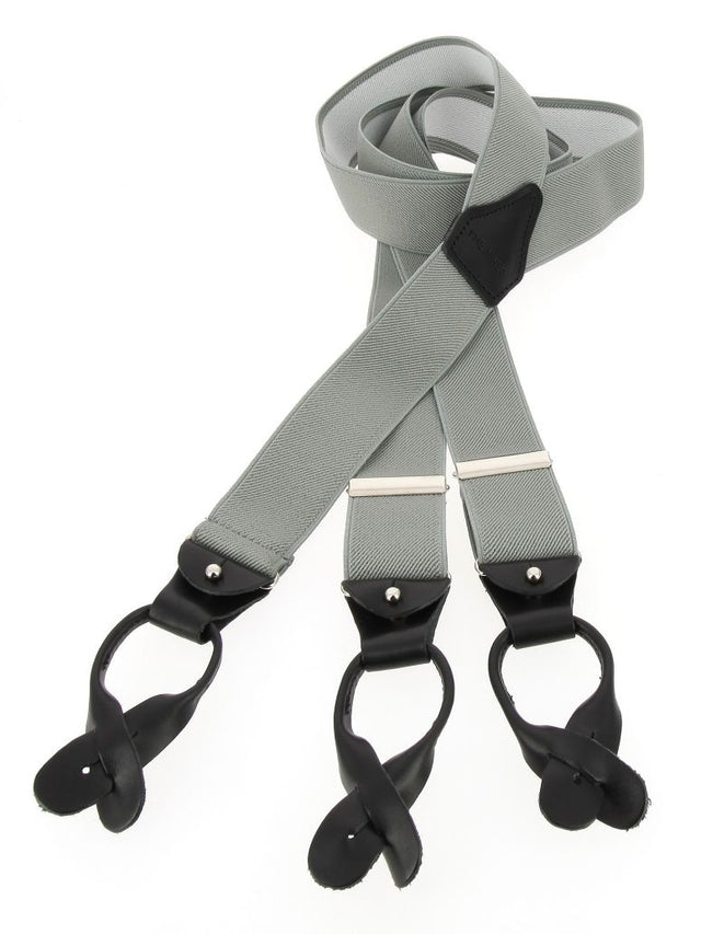 Gray men's suspenders with buttons