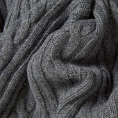 Grey Cable Knit Shawl Collar Cashmere Cardigan