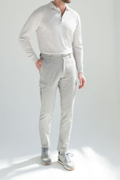 Grey Stretch Canvas Cargo Made In Italy