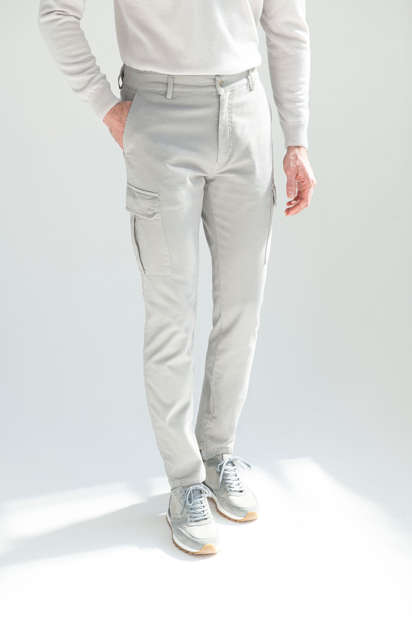 Grey Stretch Canvas Cargo Made In Italy