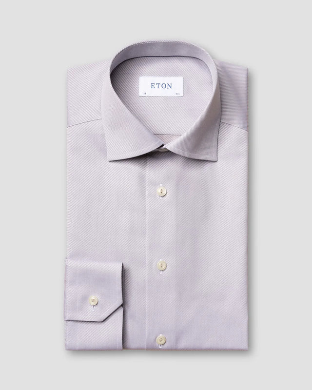 Graues Twill-Hemd mit Diagonalstruktur - Eton