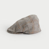 Grey Fawn Broad Square Check Wool Flat Cap