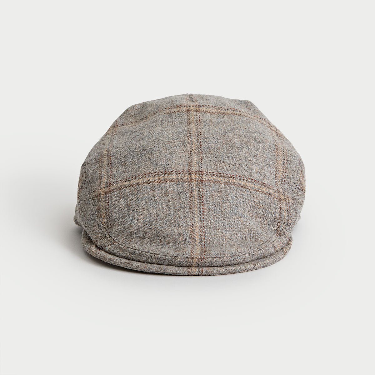 Grey Fawn Broad Square Check Wool Flat Cap