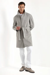 Herringbone Raglan Coat Made In Italy