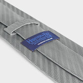 Grey Herringbone Silk Tie