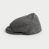 Grey Herringbone Wool Flat Cap