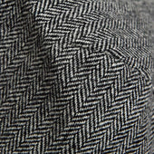 Grey Herringbone Wool Flat Cap