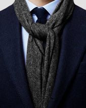 Black Herringbone Wool Scarf
