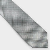 Grey Houndstooth Silk Tie