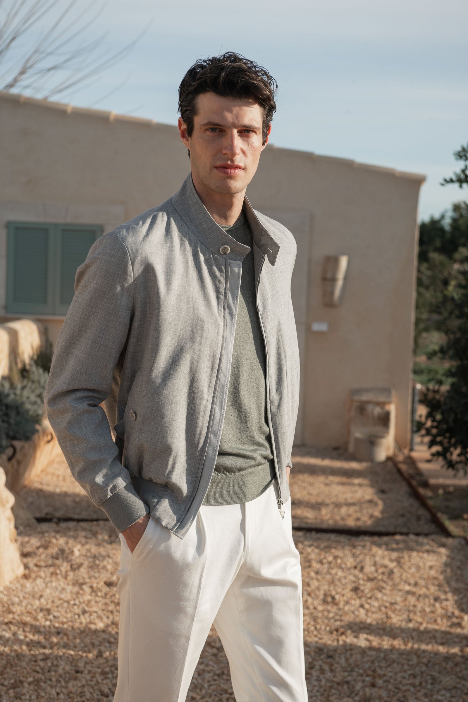 Grey Short Jacket Made In Italy