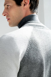 Grey Knitted College Bomber Made In Italy