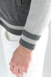 Grey Knitted College Bomber Made In Italy
