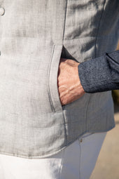 Chalk Grey Linen Vest Made In Italy