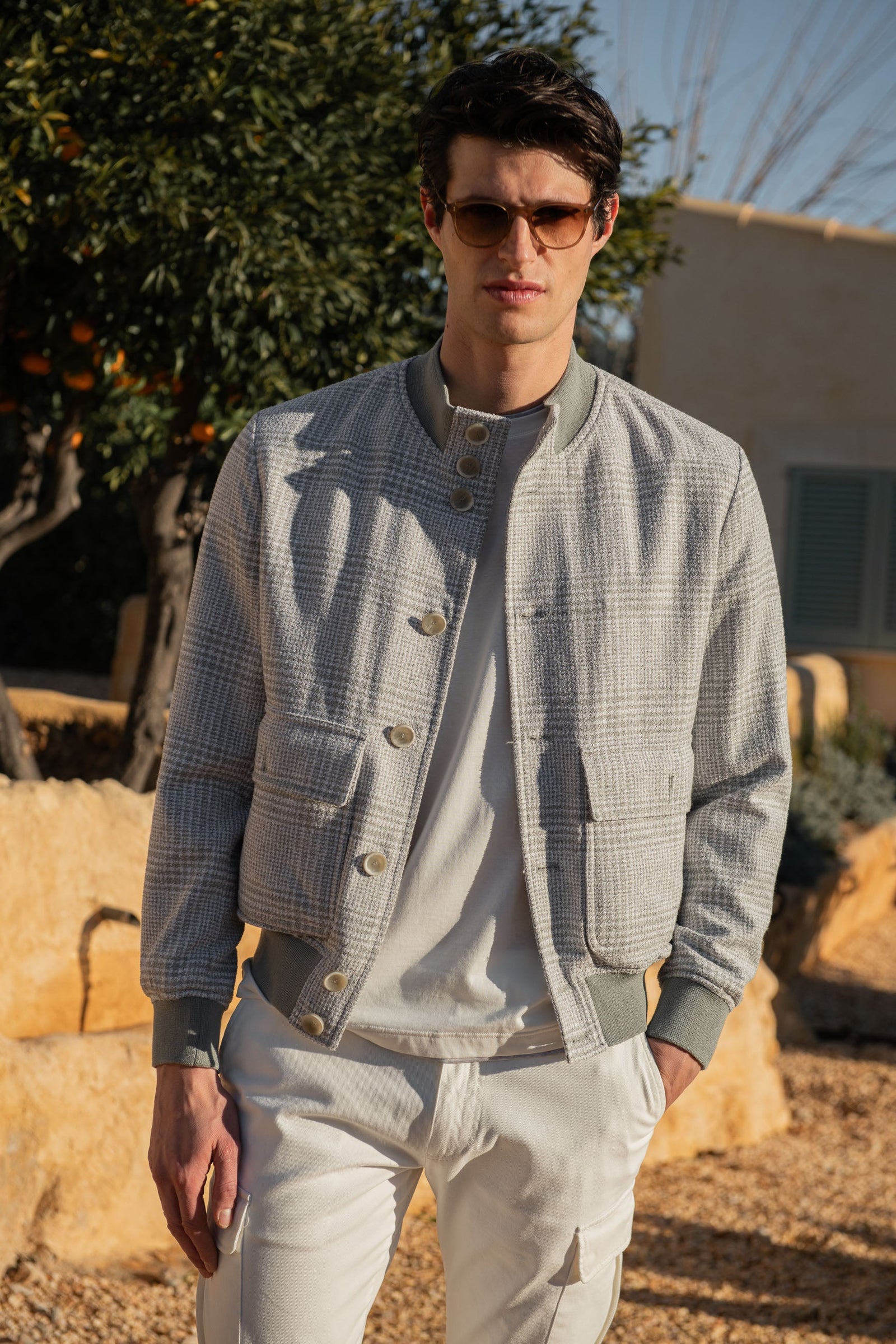 Prince Of Wales Bomber Jacket Made In Italy