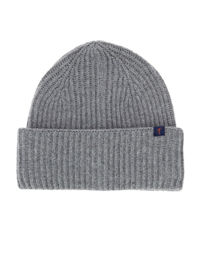 Grey ribbed wool and cashmere beanie - Woca