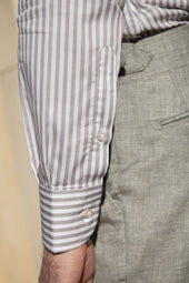 Grey Striped Cotton Shirt Made In Italy
