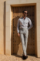 Grey Striped Cotton Shirt Made In Italy