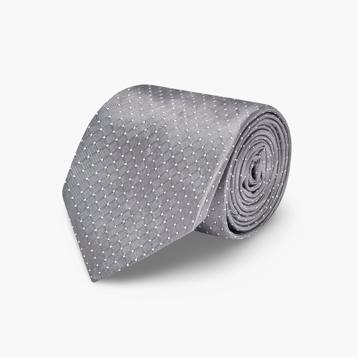 Grey White Pin Spot Woven Silk Ties