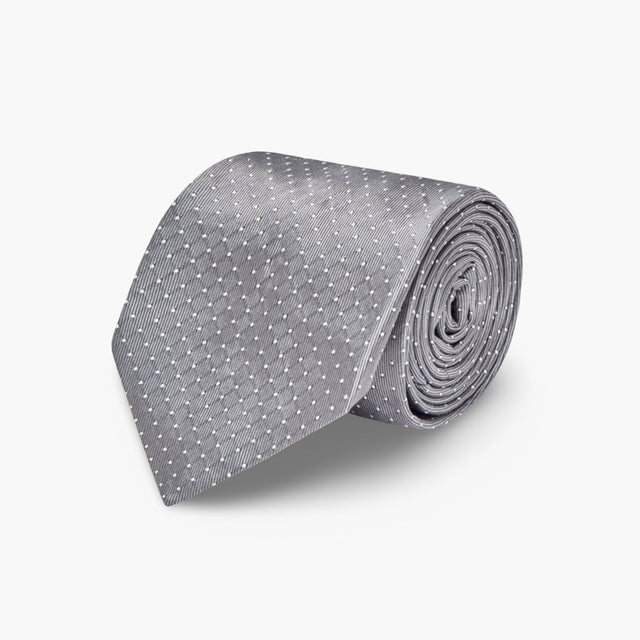 Grey & White Pin Spot Woven Silk Ties