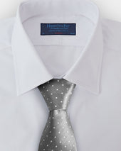 Grey White Spot Herringbone Silk Tie