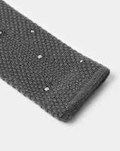 Grey White Spot Knitted Cashmere Tie