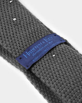 Grey White Spot Knitted Cashmere Tie