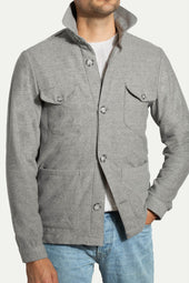 Grey Safari Jacket Flannel Super 180s Made In Italy