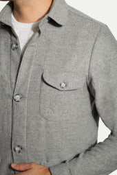 Grey Safari Jacket Flannel Super 180s Made In Italy