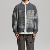 Wool Stripe Round Cardigan