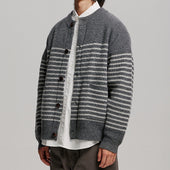 Wool Stripe Round Cardigan