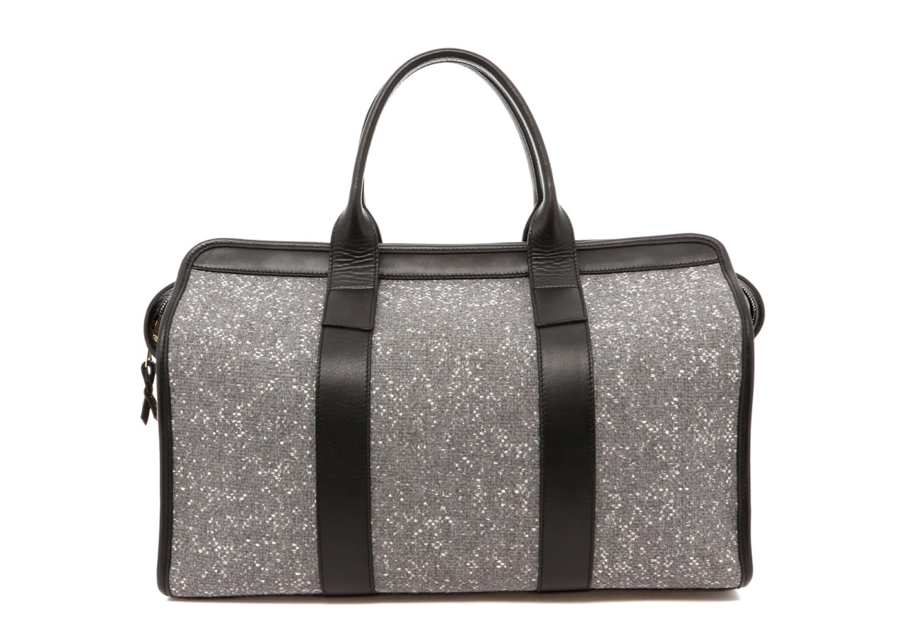 Small Travel Duffle - Greystone/Black Trim - Tweed Sunbrella