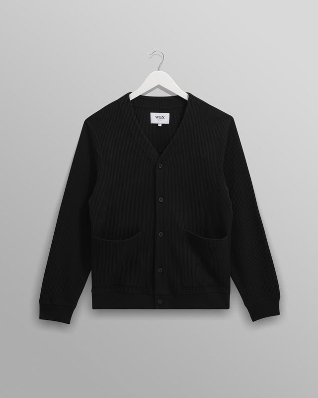 Guildford - Black Structured Waffle Cardigan