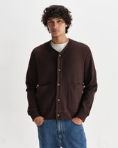 Guildford Dark Brown Structured Waffle Cardigan