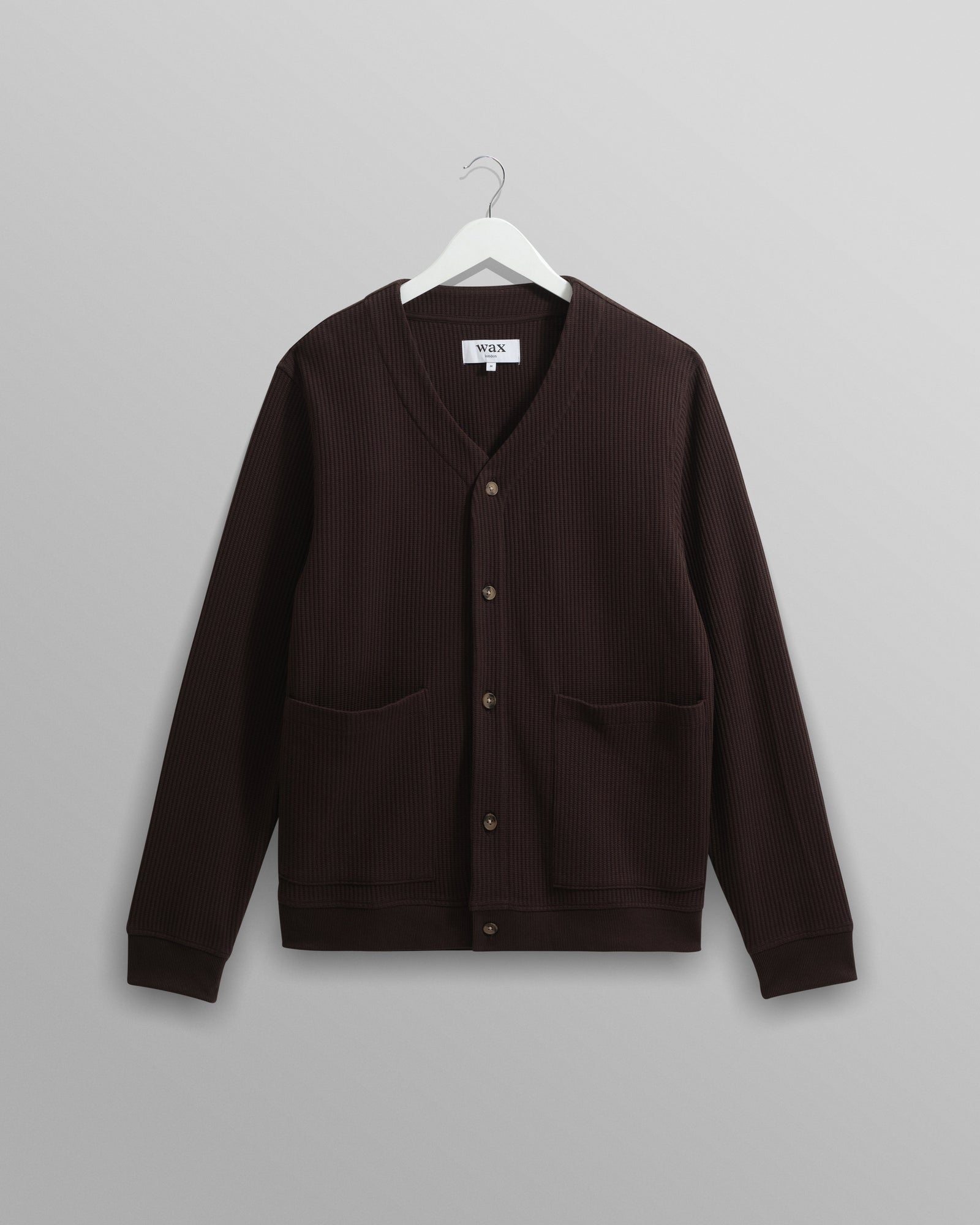Guildford Dark Brown Structured Waffle Cardigan