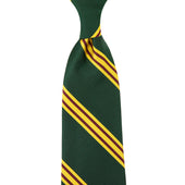 Japanese Repp Stripe Silk Tie - Forest - Hand-Rolled
