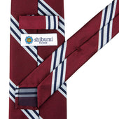 Japanese Repp Stripe Silk Tie Hand Rolled