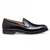 Hadley EF Penny Loafer in Black Calf Leather