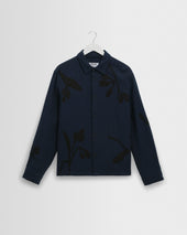 Halcomb - Navy Herringbone Cotton Applique Shirt