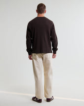 Halton Dark Brown Waffle Long Sleeve Henley T Shirt
