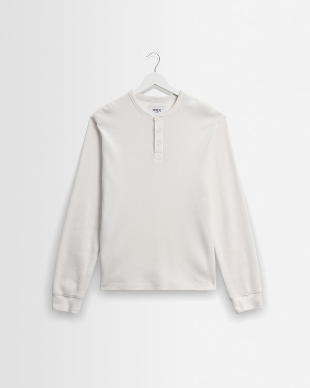 Halton - Ecru Waffle Long-Sleeve Henley T-Shirt