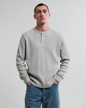 Halton Grey Waffle Long Sleeve Henley T Shirt