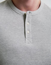 Halton Grey Waffle Long Sleeve Henley T Shirt