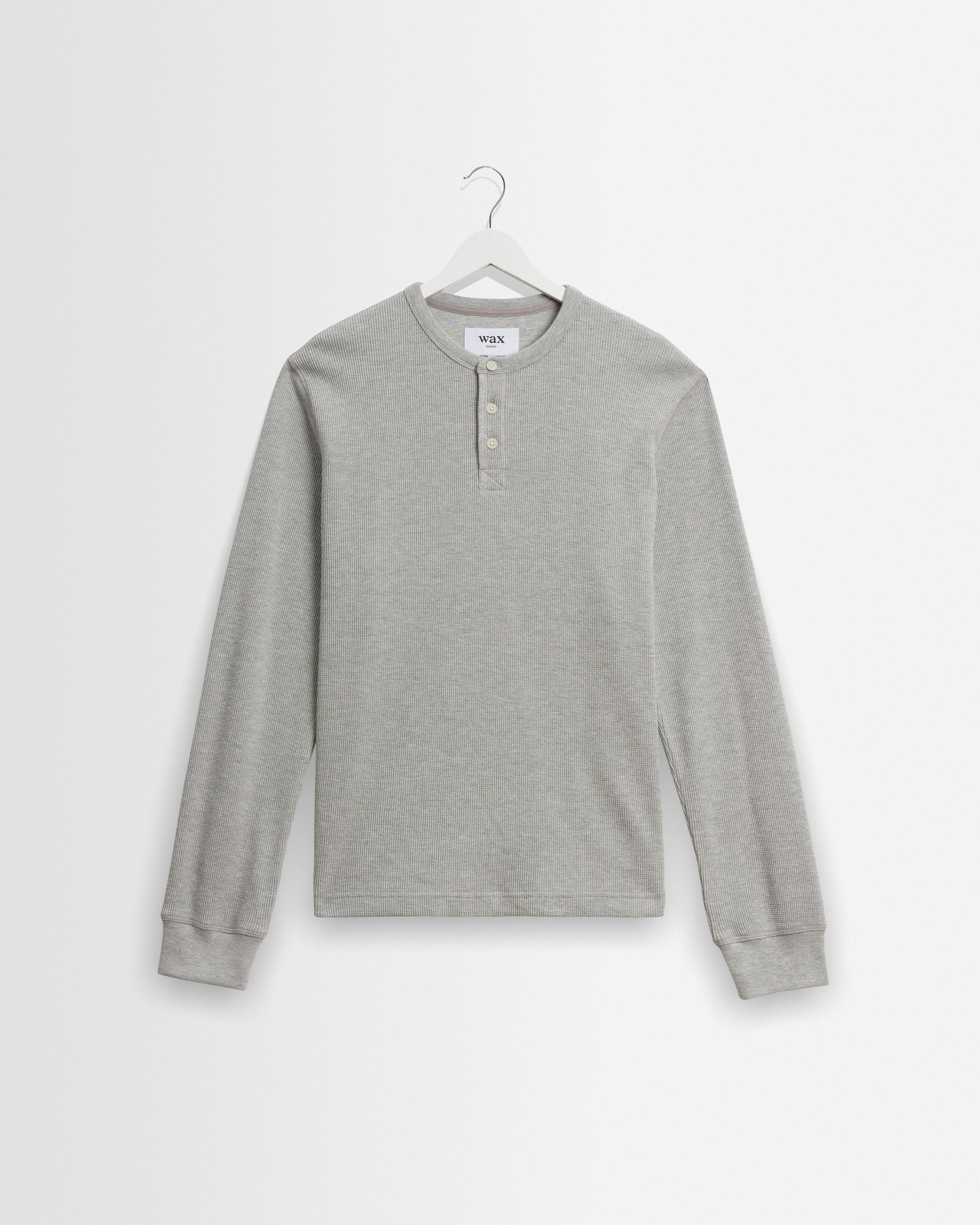 Halton Grey Waffle Long Sleeve Henley T Shirt