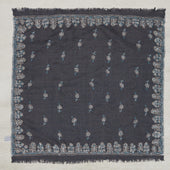 Hand Embroidered Cashmere Pocket Square In Grey