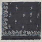 Hand-Embroidered Cashmere Pocket Square In Grey